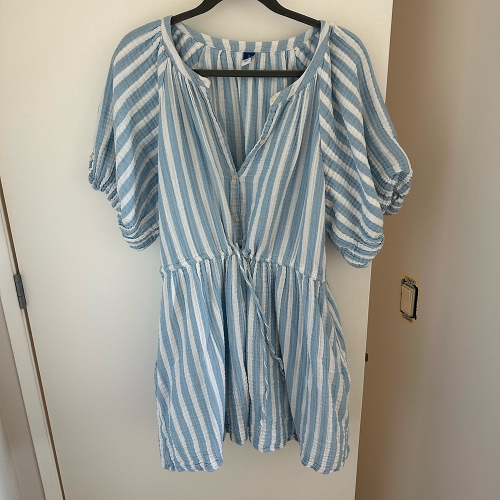 Blue white stripe dress